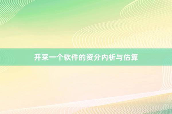 开采一个软件的资分内析与估算