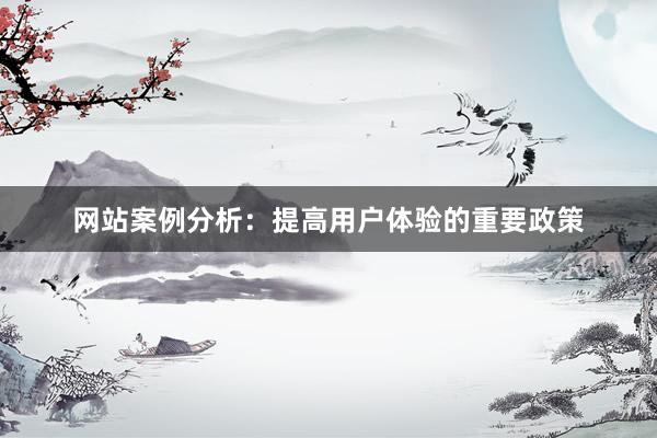 网站案例分析：提高用户体验的重要政策